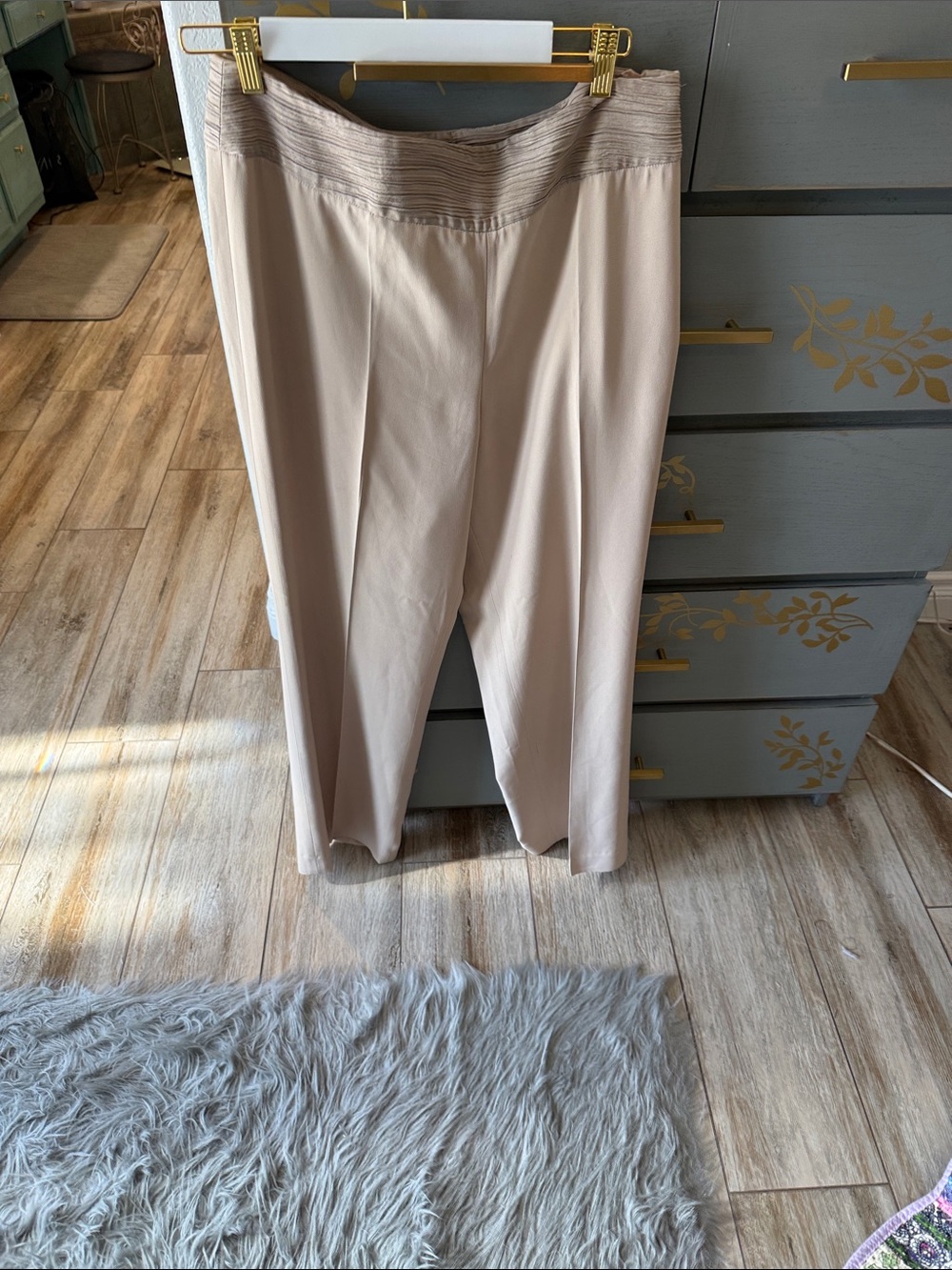 Akris Light Beige Wide-Leg Elastic-Waist Trousers